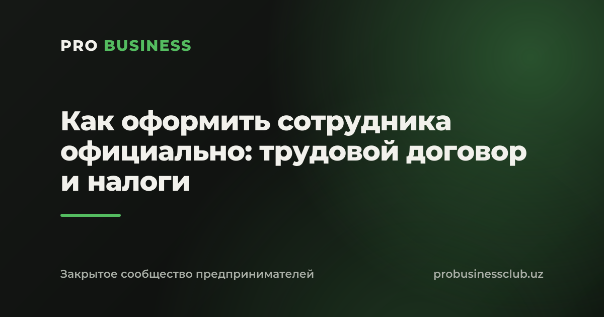 Как оформить сотрудника официально: трудовой договор и налоги
