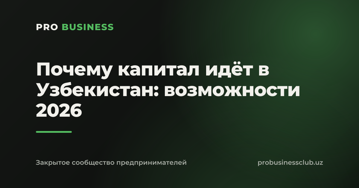Почему капитал идёт в Узбекистан: возможности 2026
